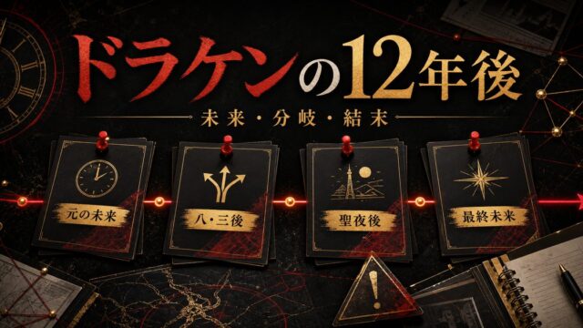 「東京卍リベンジャーズ」ドラケンの12年後の未来は？各編ごとの未来の変化の要点を伝えるリベンジャーズ図鑑アイキャッチ画像