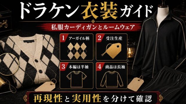 「東京卍リベンジャーズ」ドラケンの私服カーディガンが買える？特攻服パジャマもチェックの要点を伝えるリベンジャーズ図鑑アイキャッチ画像