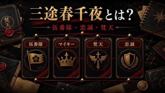 「東京リベンジャーズ」三途春千夜とは？マイキーを王と崇拝する伍番隊副隊長の要点を伝えるリベンジャーズ図鑑アイキャッチ画像