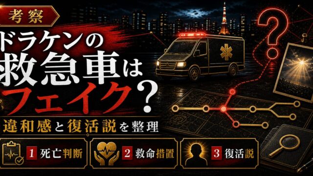 「東京卍リベンジャーズ」ドラケンの死亡判断をした救急車はフェイク？違和感と復活説の要点を伝えるリベンジャーズ図鑑アイキャッチ画像