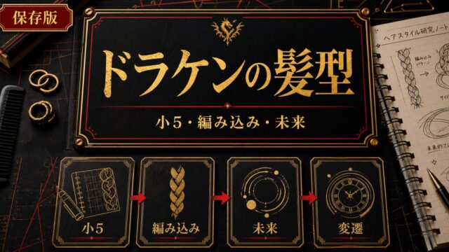 「東京卍リベンジャーズ」ドラケンの髪型の特徴、小５時代から現在までの髪型の変遷まとめの要点を伝えるリベンジャーズ図鑑アイキャッチ画像