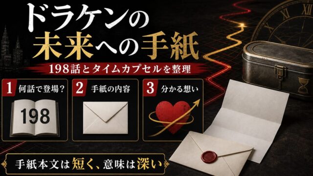「東京卍リベンジャーズ」ドラケンの未来の自分へ当てた手紙の内容は？手紙の内容からわかることの要点を伝えるリベンジャーズ図鑑アイキャッチ画像
