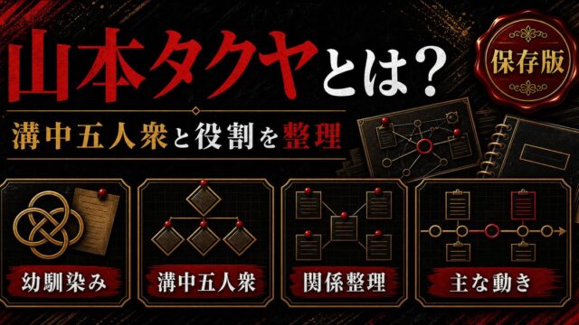 「東京リベンジャーズ」山本タクヤとは？武道の幼馴染みだった溝中五人衆の一人の要点を伝えるリベンジャーズ図鑑アイキャッチ画像