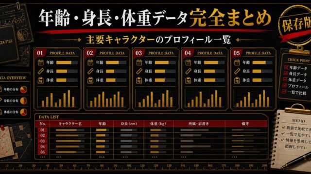 東京リベンジャーズ 主要キャラクター 年齢・身長・体重データ完全まとめ｜プロフィール一覧表の要点を伝えるリベンジャーズ図鑑アイキャッチ画像