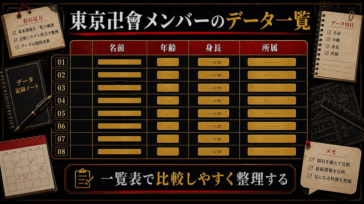 東京卍會メンバーのデータ一覧の要点を整理した東京リベンジャーズ解説画像