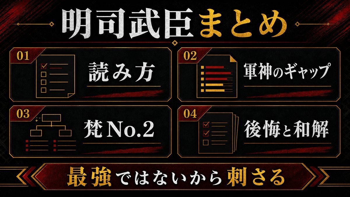 まとめ:明司武臣(タケオミ)とは何者だったのかの要点を整理した東京リベンジャーズ解説画像