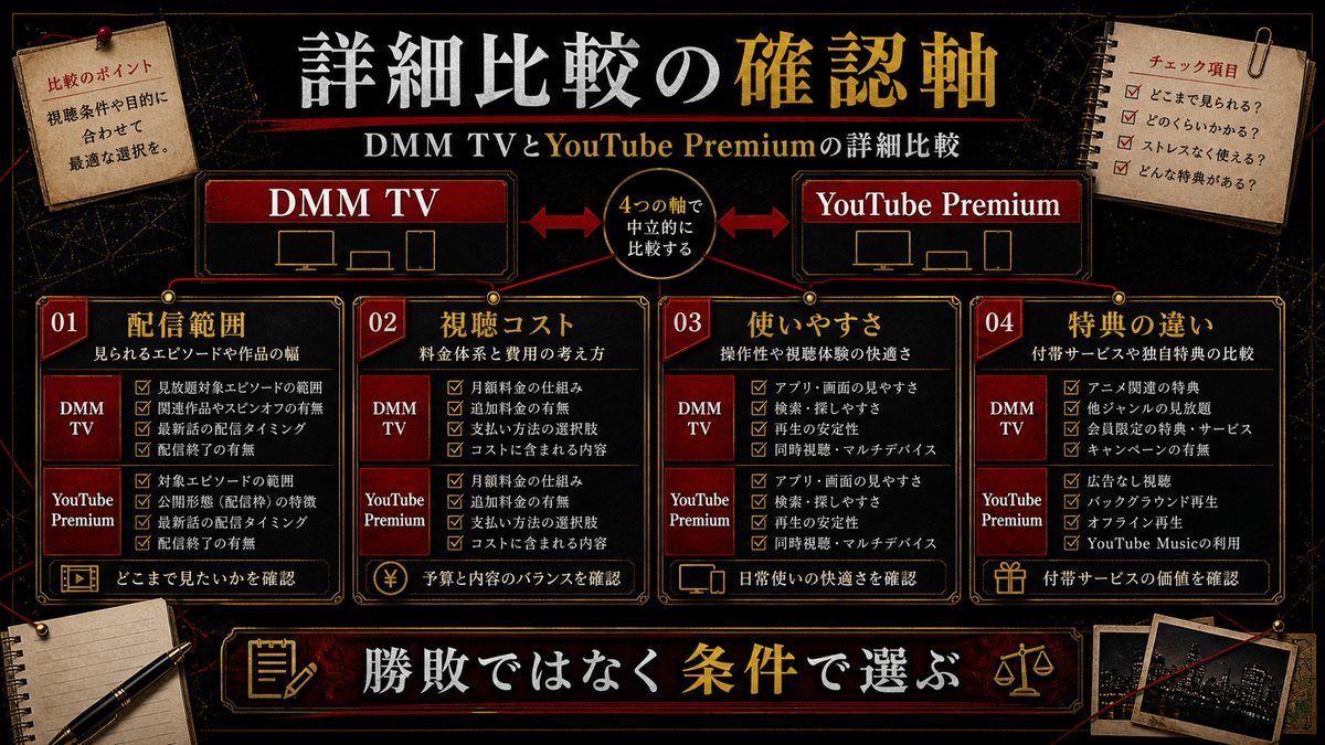 DMM TVとYouTube Premiumの詳細比較の要点を整理した東京リベンジャーズ解説画像