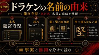 ドラケンの名前の由来とは？本名・龍宮寺堅とあだ名に込められた意味の要点を伝えるリベンジャーズ図鑑アイキャッチ画像