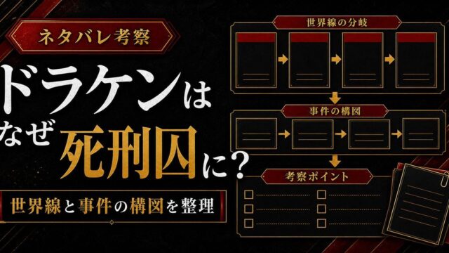「東京卍リベンジャーズ」ドラケンはなぜ死刑囚になった？収監された理由の要点を伝えるリベンジャーズ図鑑アイキャッチ画像