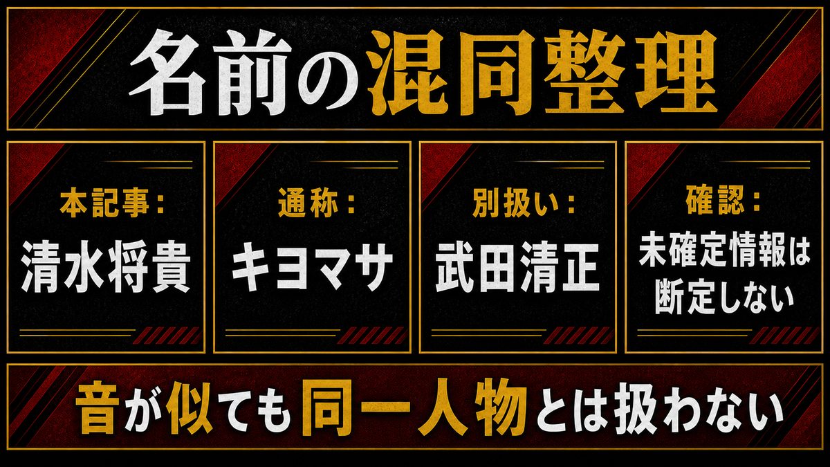 「キヨマサ」と「武田清正」は別人 — 混同しないための整理の要点を整理した東京リベンジャーズ解説画像