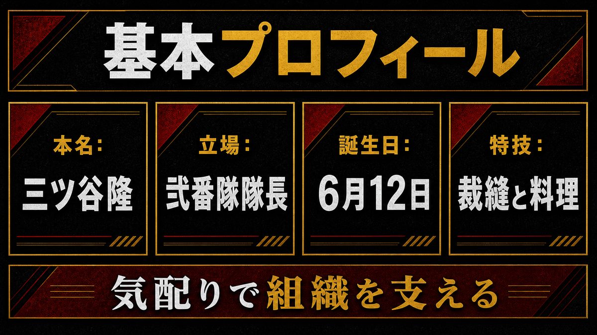 三ツ谷隆とは?──東京卍會弐番隊隊長の基本プロフィールの要点を整理した東京リベンジャーズ解説画像