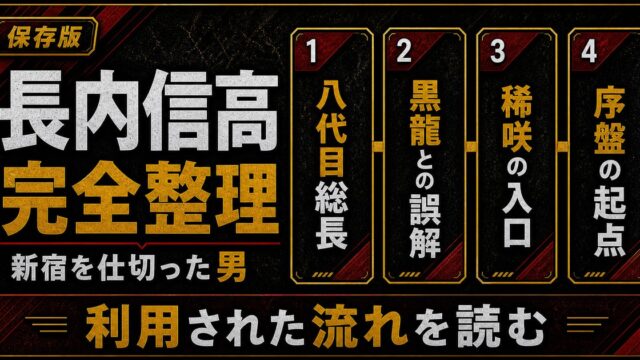長内信高とは？新宿を仕切った男の正体と黒龍との関係を徹底考察の要点を伝えるリベンジャーズ図鑑アイキャッチ画像
