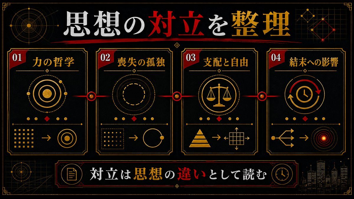 二人の思想の対立——「力の哲学」vs「喪失の孤独」の要点を整理した東京リベンジャーズ解説画像