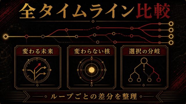 全タイムラインの花垣武道比較｜ループのたびに変わった武道と変わらなかったもの完全解説の要点を伝えるリベンジャーズ図鑑アイキャッチ画像
