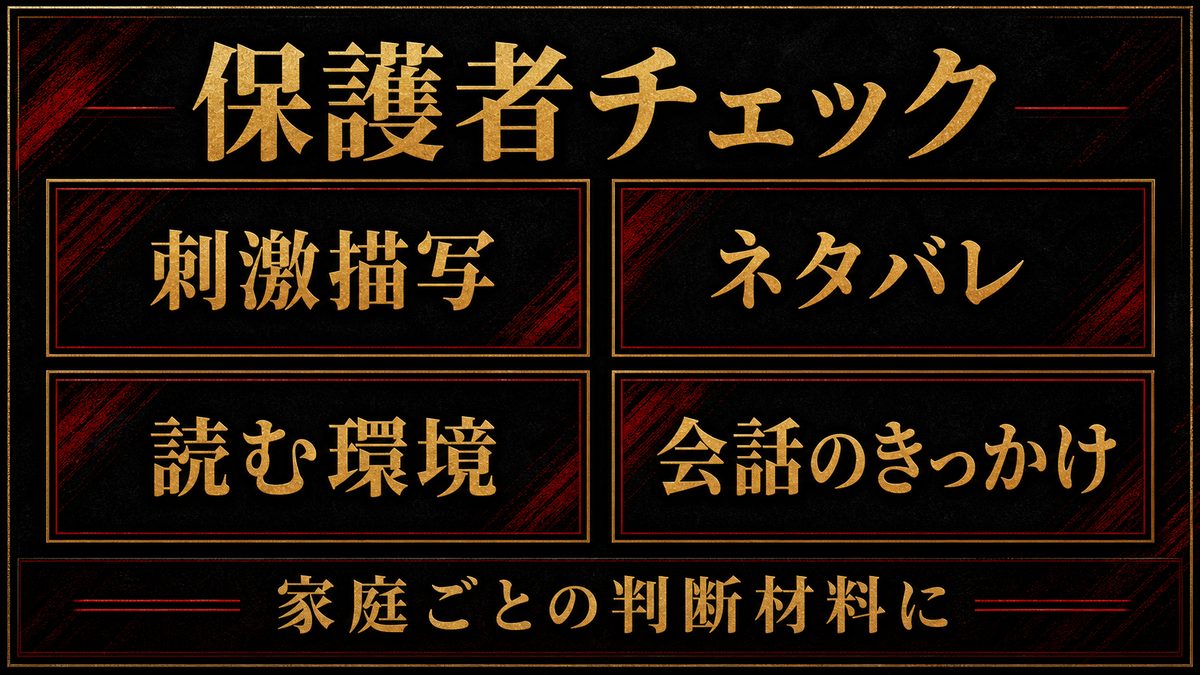保護者が判断するときのチェックポイントの要点を整理した東京リベンジャーズ解説画像
