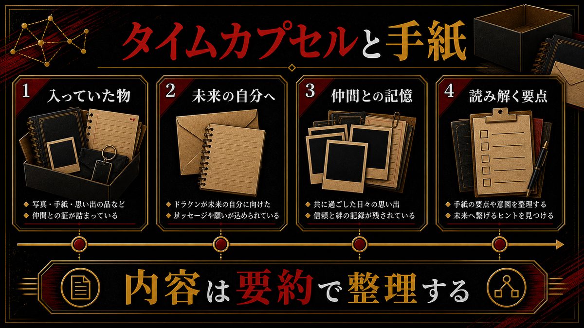 ドラケンのタイムカプセルの内容と手紙の要点を整理した東京リベンジャーズ解説画像