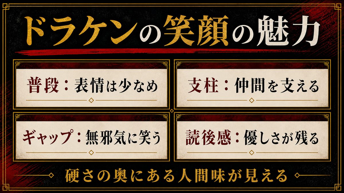 ドラケンの笑顔の魅力の要点を整理した東京リベンジャーズ解説画像
