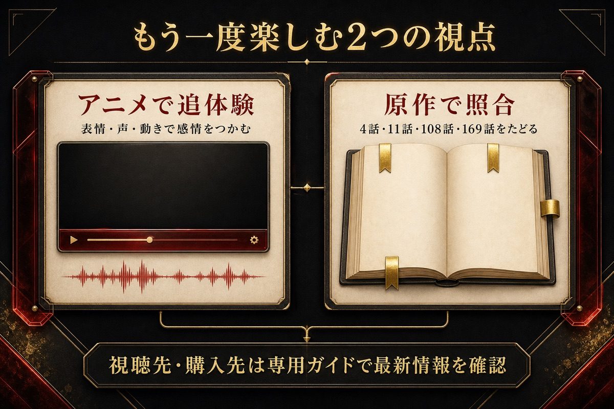 ドラケンとヒナタの関係性をアニメと原作の2つの視点で見返す方法を整理した図