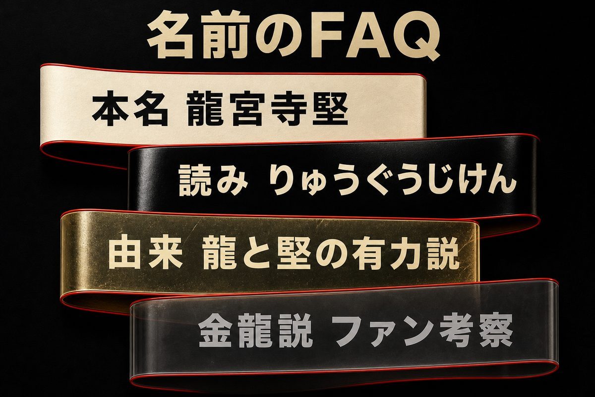 ドラケンの本名・読み・あだ名由来の有力説・金龍説の確度をまとめたFAQ図