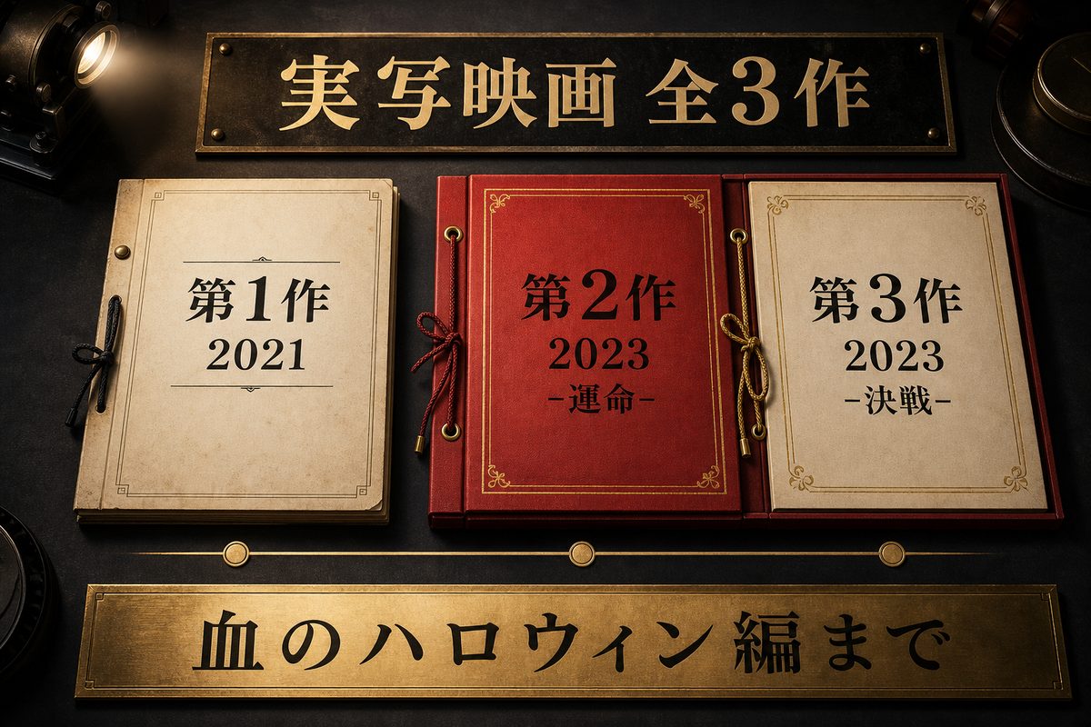 東京リベンジャーズ実写映画全3作と公開年・収録範囲の一覧図