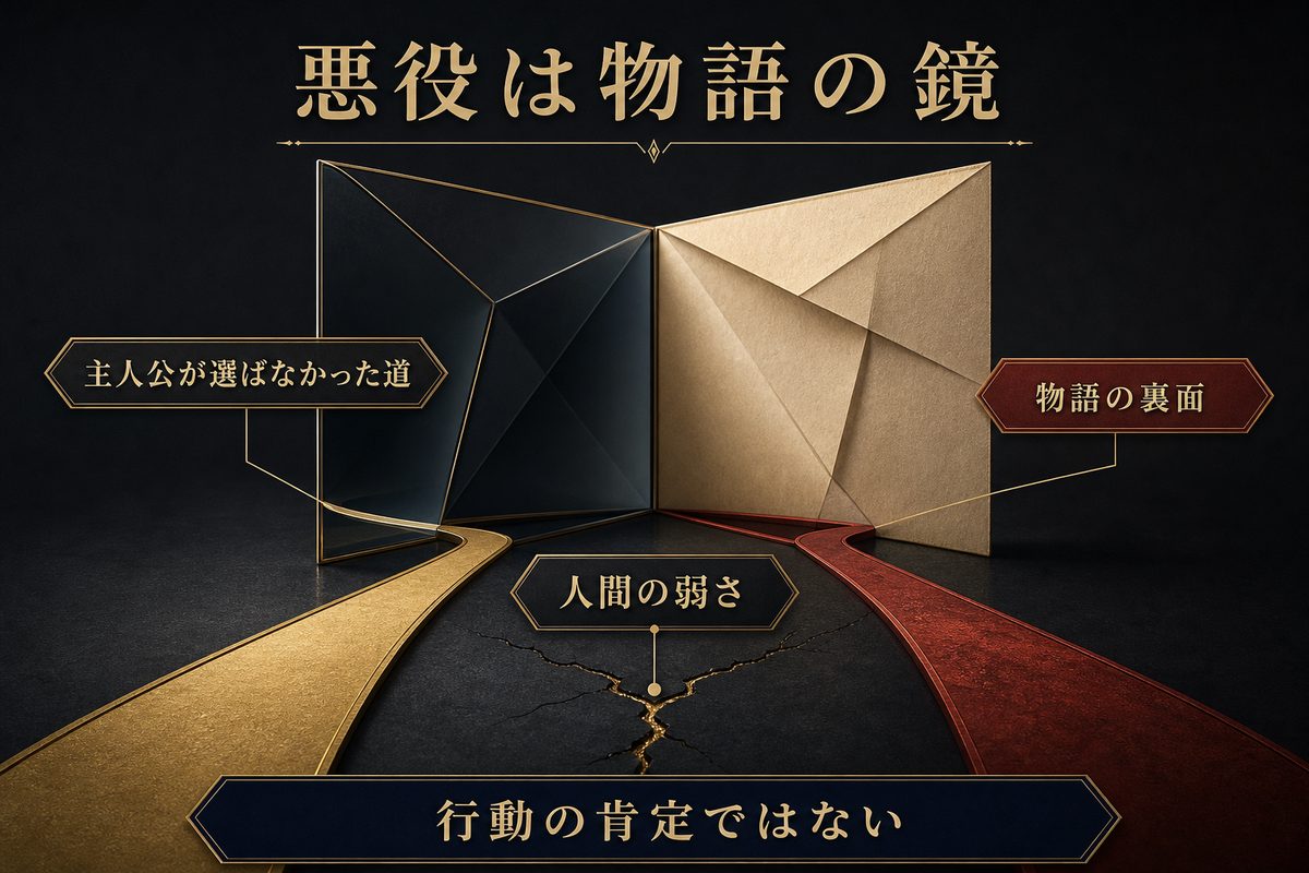 悪役が主人公の選ばなかった道と物語の裏面を映す鏡であるという分析画像