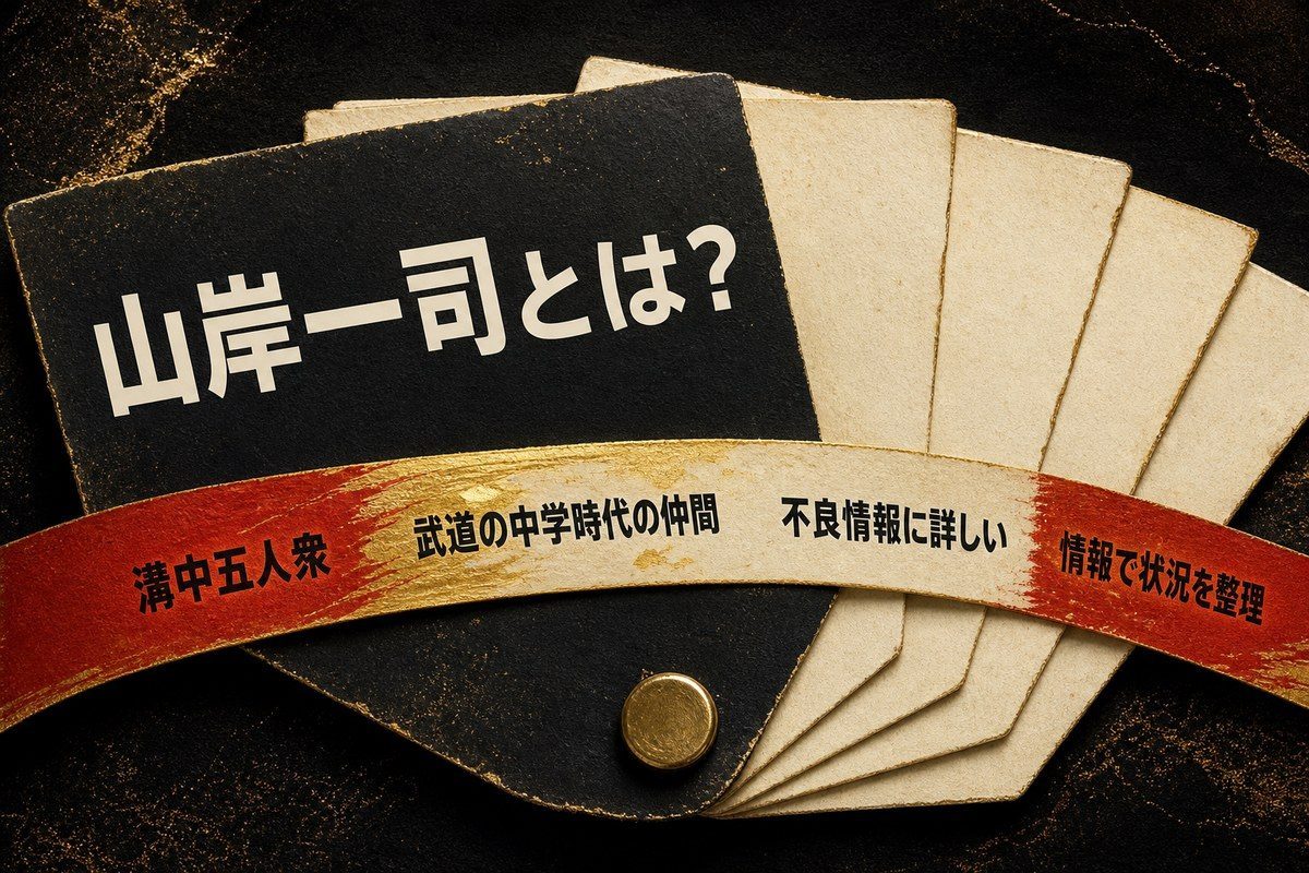 山岸一司が溝中五人衆に属する武道の中学時代の仲間で、不良情報に詳しく状況を整理する役であることを示した図