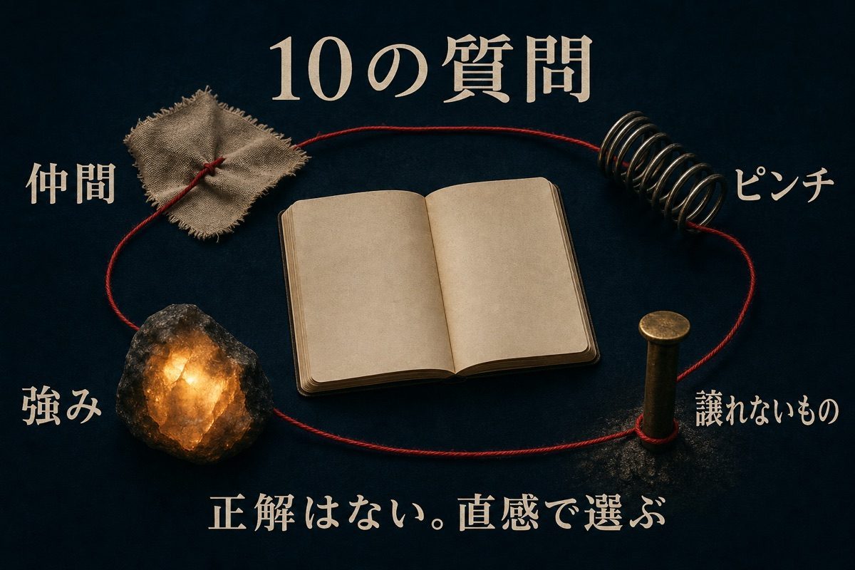 仲間やピンチなど4つの観点から直感で答える10の質問図
