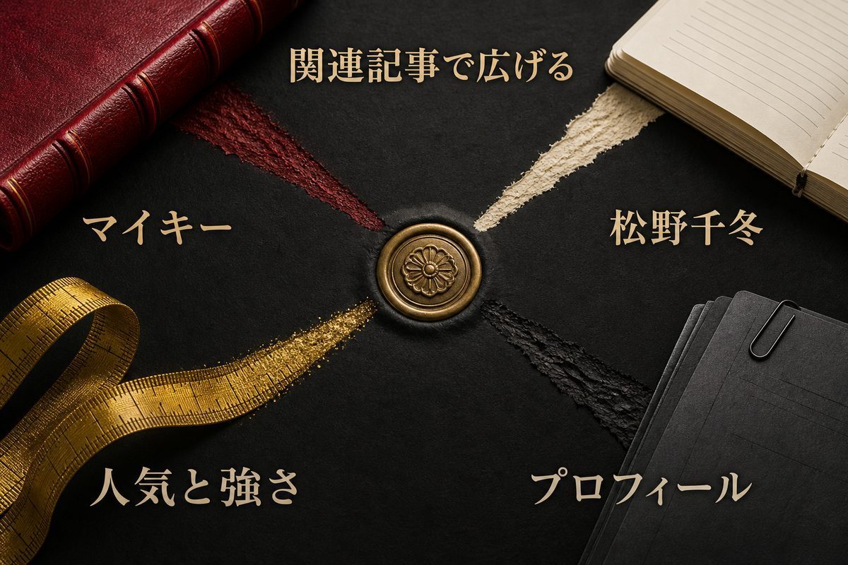 人気投票からマイキーと千冬と強さ比較とプロフィールへつながる関連記事図